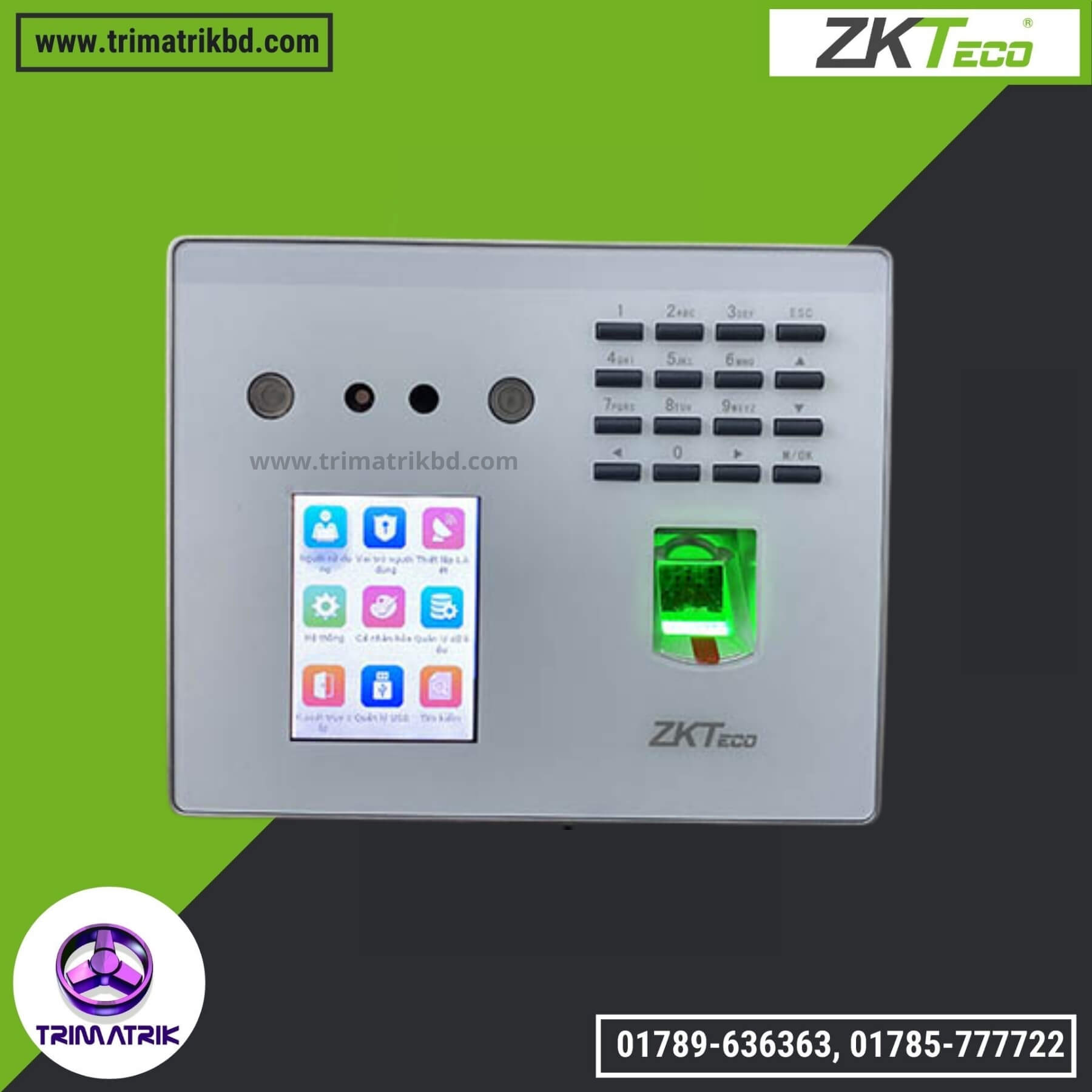 ZKTeco MB560-VL Face Recognition+Fingerprint Time Attendance and Access Control Terminal 1 ZKTeco MB560-VL Face Recognition+Fingerprint Attendance Best Price in Bangladesh