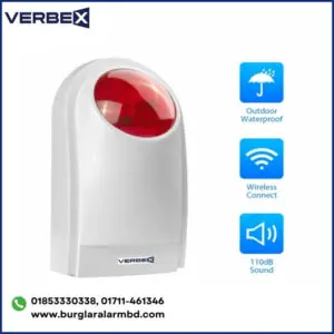 Home 12 Verbex SR-105 Wireless Indoor and Outdoor Security Siren Strobe Flash Light Horn for Alarm System