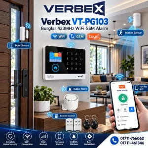 Verbex VT-PG103 GSM Intrusion Burglar Alarm System Wireless Tuya Smart App Control - Price in Bangladesh