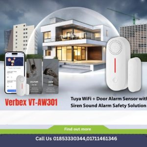 Verbex VT-AW301 Tuya WiFi Door Alarm Sensor with Loud Siren And Smart App Control