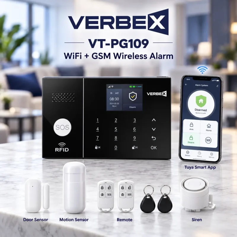 Verbex VT-PG109 Intruder Alarm System / Burglar Security WiFi GSM Alarm System 1 Verbex VT-PG109 Intruder Alarm System Price in Bangladesh
